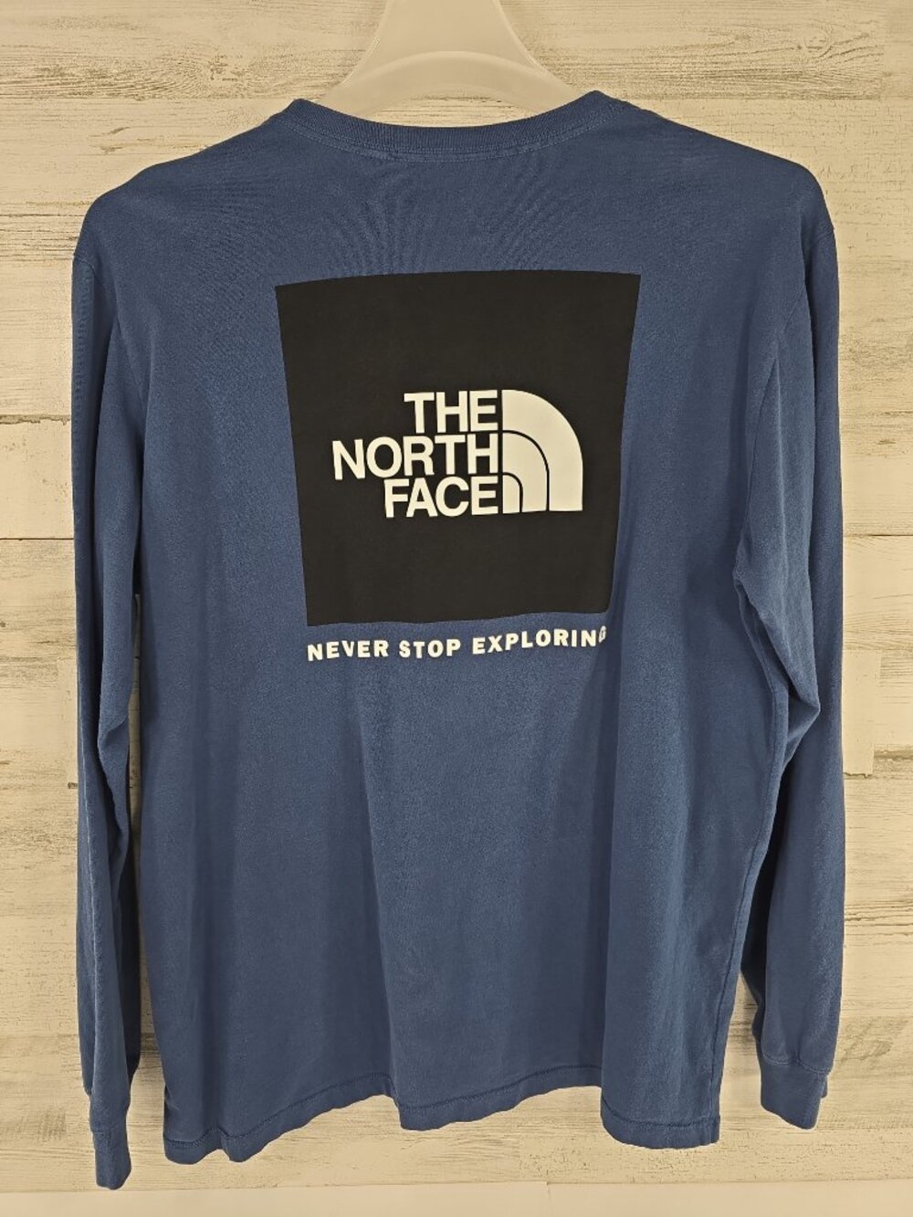 The North Face Blue long sleeve T-Shirt MEN'S SIZE LARGE COTTON -AS-IS- *STAINS*